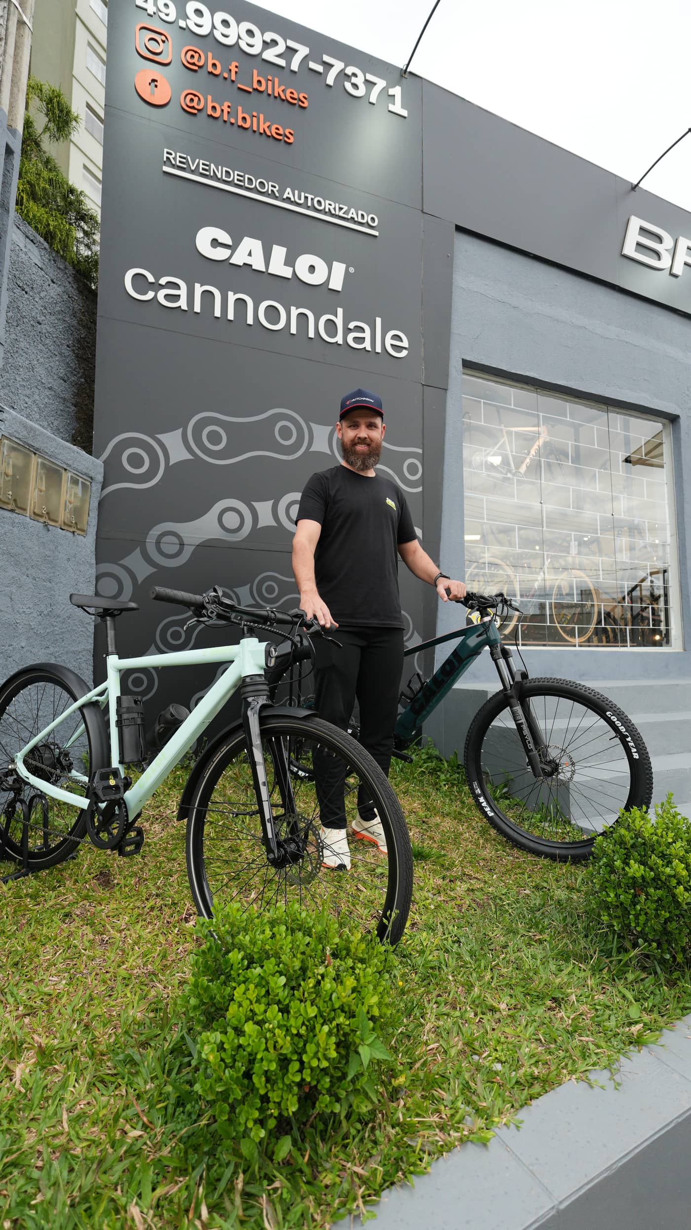 Fachada da loja BF Bikes, revendedor autorizado Caloi, em Caçador/SC